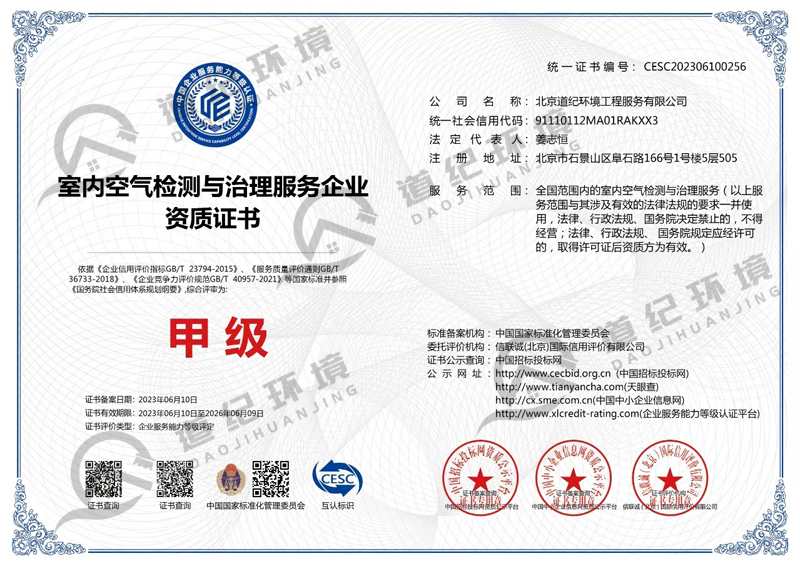 空氣治理與檢測甲級資質(zhì)